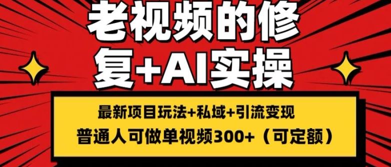 修复老视频的玩法，搬砖+引流的变现(可持久)，单条收益300+【揭秘】-万象聊项目