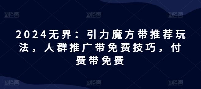 2024无界：引力魔方带推荐玩法，人群推广带免费技巧，付费带免费-万象聊项目