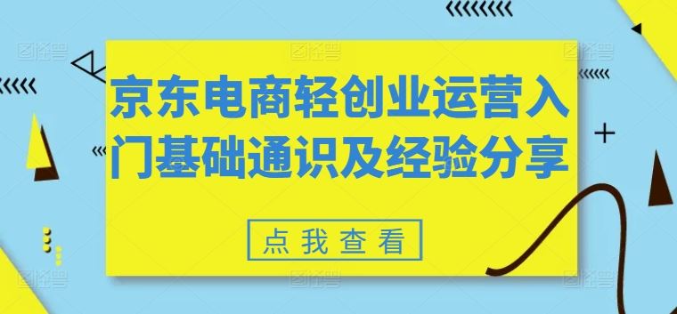京东电商轻创业运营入门基础通识及经验分享-万象聊项目