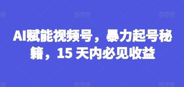 AI赋能视频号，暴力起号秘籍，15 天内必见收益【揭秘】-万象聊项目