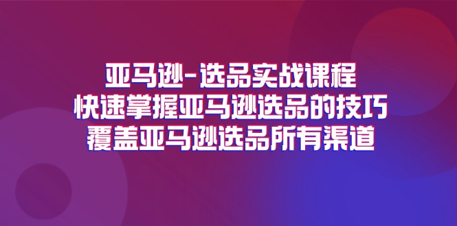 （11620期）亚马逊-选品实战课程，快速掌握亚马逊选品的技巧，覆盖亚马逊选品所有渠道-万象聊项目