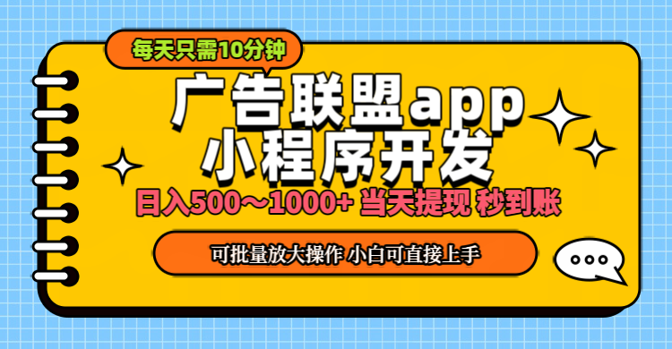 （11645期）小程序开发 广告赚钱 日入500~1000+ 小白轻松上手！-万象聊项目