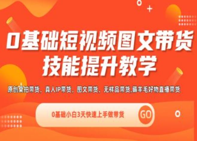 0基础短视频图文带货实操技能提升教学(直播课+视频课),0基础小白3天快速上手做带货-万象聊项目