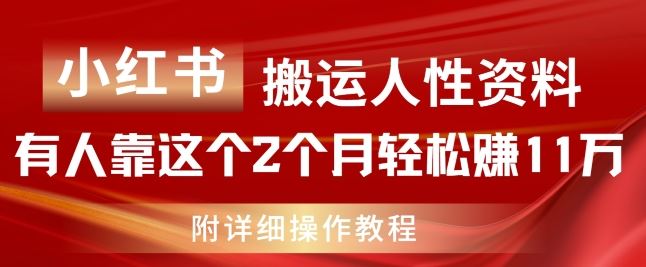 小红书搬运人性资料，有人靠这个2个月轻松赚11w，附教程【揭秘】-万象聊项目