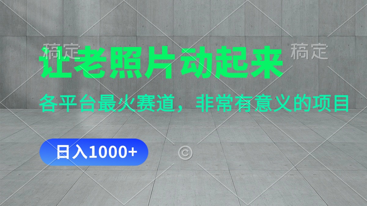 （11671期）让老照片动起来，一天变现1000+，各平台最火赛道，看完就会-万象聊项目