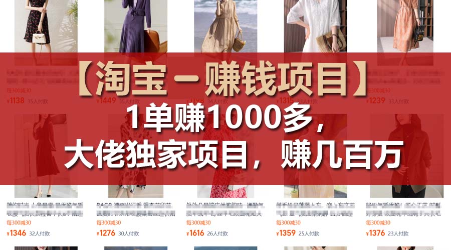 （11685期）【淘宝赚钱项目】1单可赚1000多，大佬独家项目，年赚几百万-万象聊项目