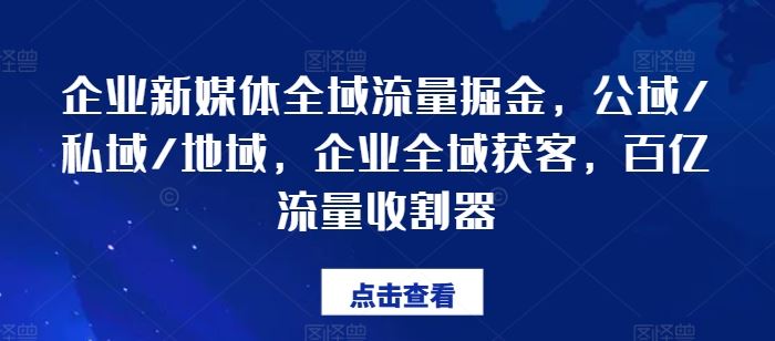 企业新媒体全域流量掘金，公域/私域/地域，企业全域获客，百亿流量收割器-万象聊项目