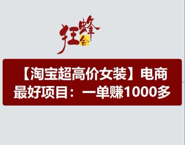 淘宝超高价女装项目，电商最好赛道，一单赚1000多-万象聊项目