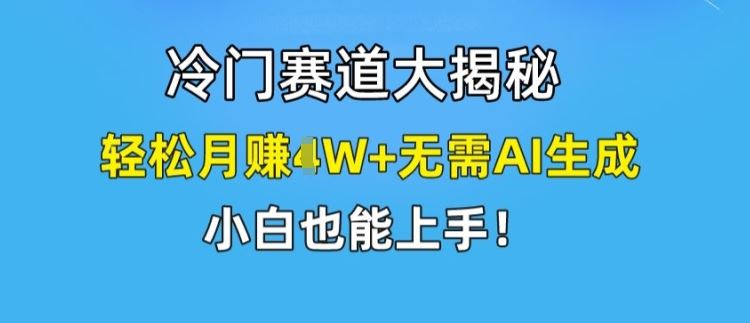 冷门赛道大揭秘，轻松月赚1W+无需AI生成，小白也能上手【揭秘】-万象聊项目