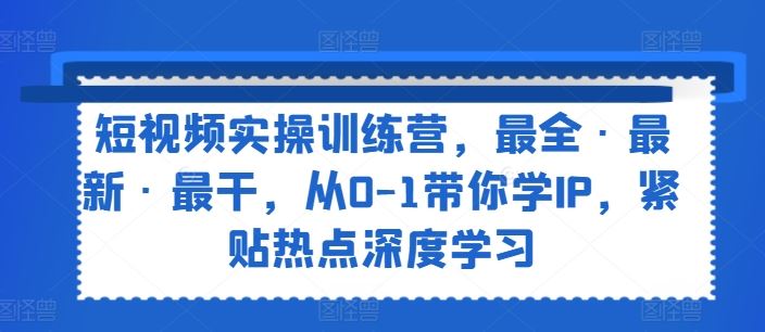短视频实操训练营，最全·最新·最干，从0-1带你学IP，紧贴热点深度学习-万象聊项目