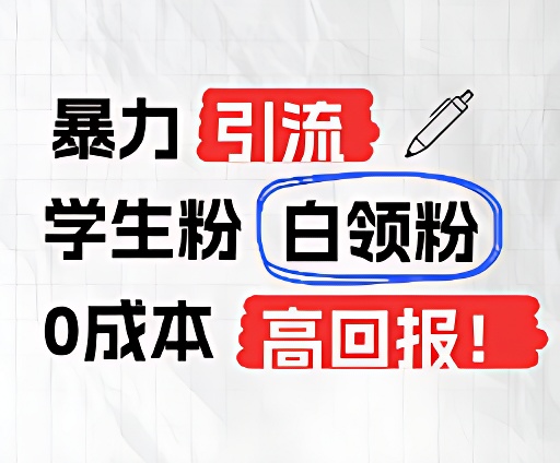 暴力引流学生粉白领粉，吊打以往垃圾玩法，0成本，高回报-万象聊项目