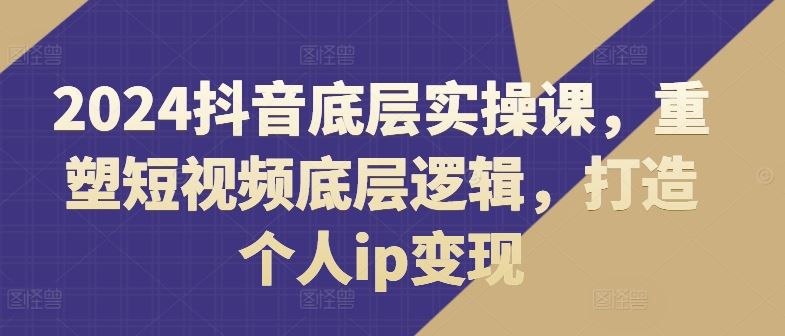 2024抖音底层实操课，​重塑短视频底层逻辑，打造个人ip变现-万象聊项目