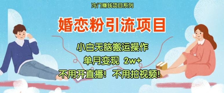 小红书婚恋粉引流，不用开直播，不用拍视频，不用做交付【揭秘】-万象聊项目