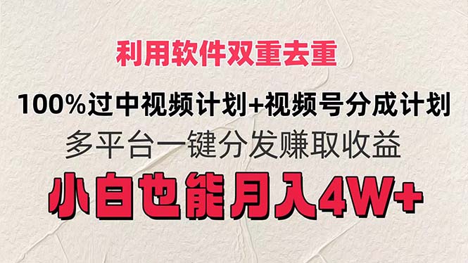 （11862期）利用软件双重去重，100%过中视频+视频号分成计划小白也可以月入4W+-万象聊项目