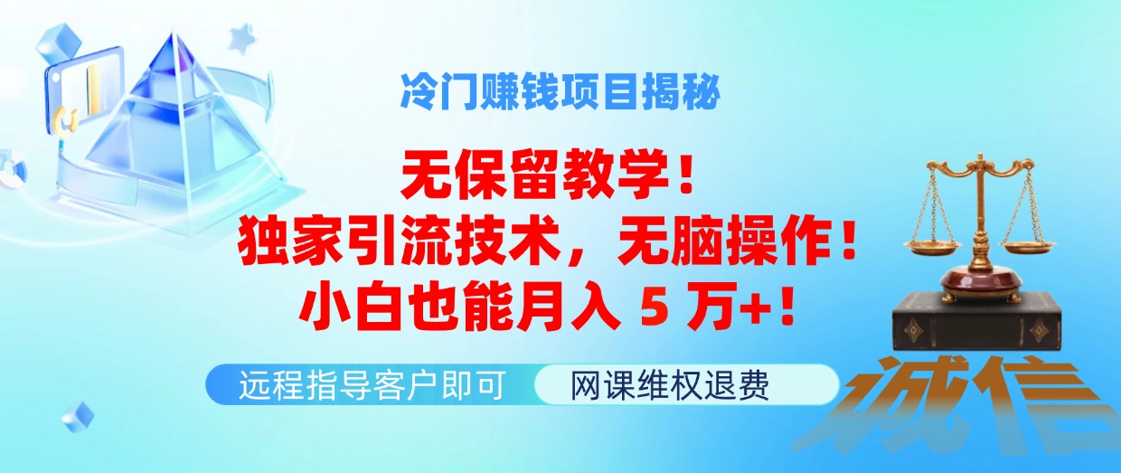 （11864期）冷门赚钱项目无保留教学！独家引流技术，无脑操作！小白也能月入5万+！-万象聊项目
