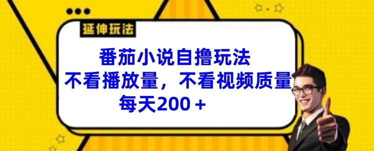 番茄小说自撸玩法，不看播放量，不看视频质量，每天200+【揭秘】-万象聊项目