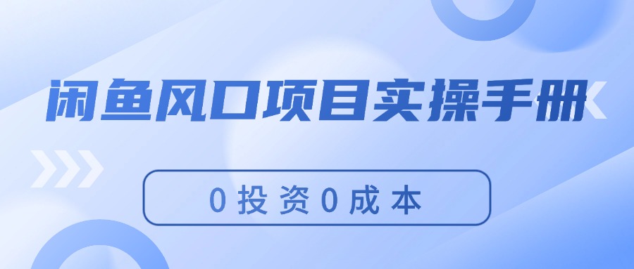 （11923期）闲鱼风口项目实操手册，0投资0成本，让你做到，月入过万，新手可做-万象聊项目