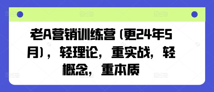 老A营销训练营(更24年7月)，轻理论，重实战，轻概念，重本质-万象聊项目