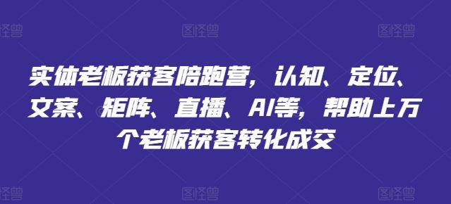 实体老板获客陪跑营，认知、定位、文案、矩阵、直播、AI等，帮助上万个老板获客转化成交-万象聊项目