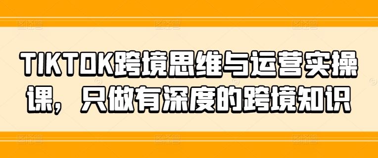 TIKTOK跨境思维与运营实操课，只做有深度的跨境知识-万象聊项目