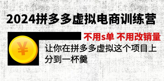 （12024期）2024拼多多虚拟电商训练营 不s单 不改销量  做虚拟项目分一杯羹(更新10节)-万象聊项目