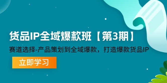 货品IP全域爆款班【第3期】赛道选择、产品策划到全域爆款，打造爆款货品IP-万象聊项目