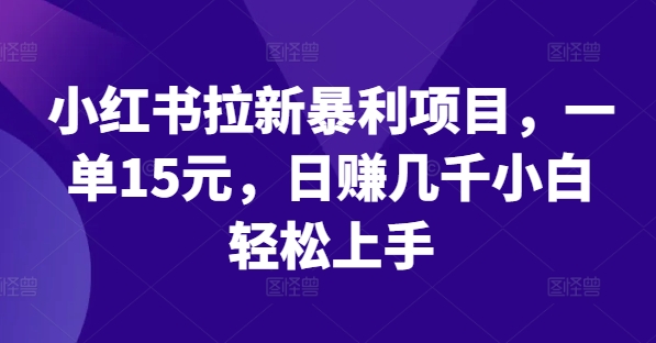 小红书拉新暴利项目，一单15元，日赚几千小白轻松上手-万象聊项目