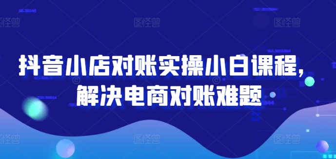 抖音小店对账实操小白课程，解决电商对账难题-万象聊项目