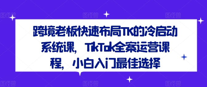 跨境老板快速布局TK的冷启动系统课，TikTok全案运营课程，小白入门最佳选择-万象聊项目
