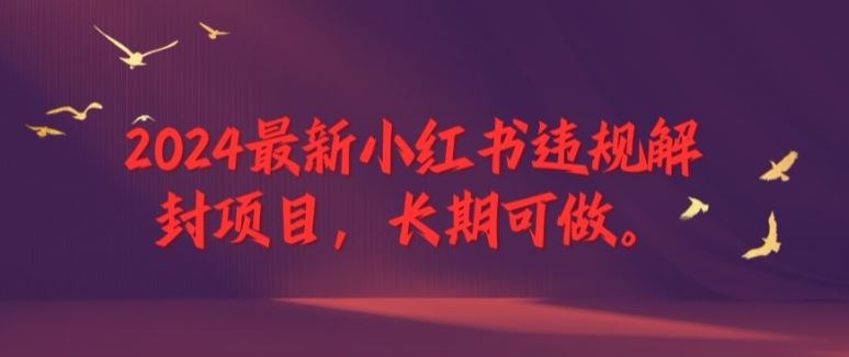 2024最新小红书违规解封项目，长期可做，一个可以做到退休的项目【揭秘】-万象聊项目
