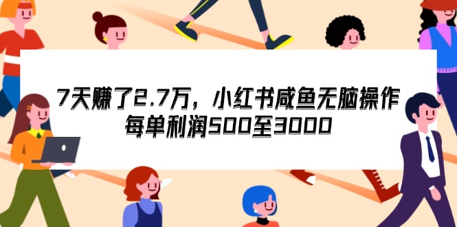 （12192期）7天收了2.7万，小红书咸鱼无脑操作，每单利润500至3000-万象聊项目