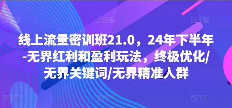 线上流量密训班21.0，24年下半年-无界红利和盈利玩法，终极优化/无界关键词/无界精准人群-万象聊项目