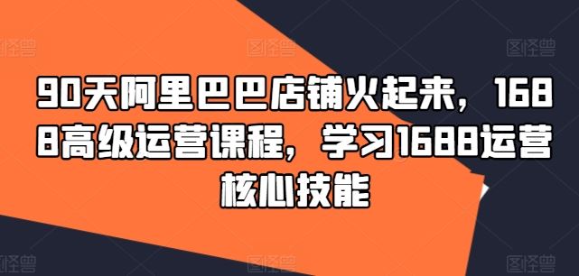 90天阿里巴巴店铺火起来，1688高级运营课程，学习1688运营核心技能-万象聊项目