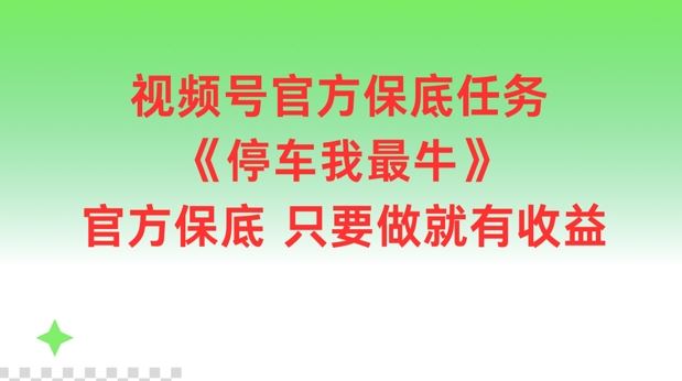 视频号官方保底任务，停车我最牛，官方保底只要做就有收益【揭秘】-万象聊项目