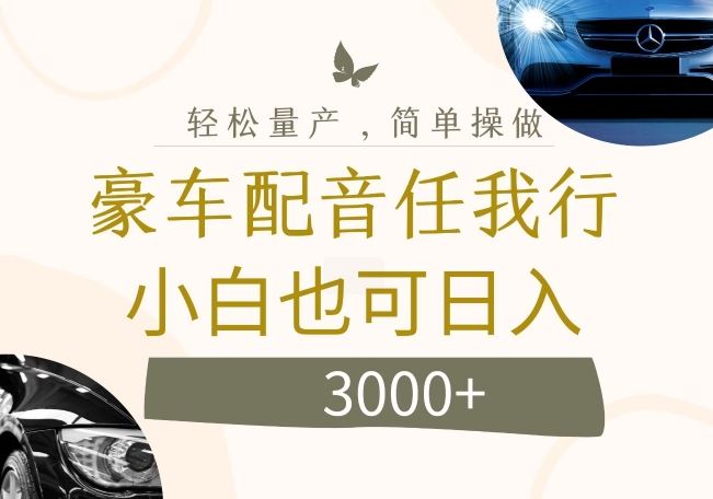 不为人知的暴力小项目，豪车配音，日入几张【揭秘】-万象聊项目