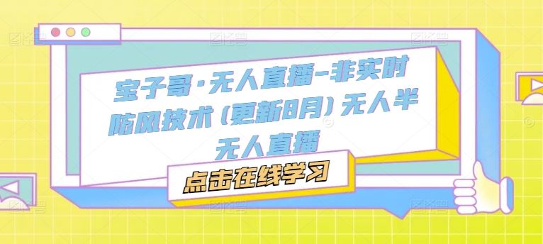 宝子哥·无人直播-非实时防风技术(更新8月)无人半无人直播-万象聊项目