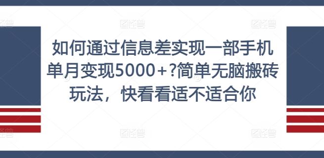 如何通过信息差实现一部手机单月变现5000+?简单无脑搬砖玩法，快看看适不适合你【揭秘】-万象聊项目