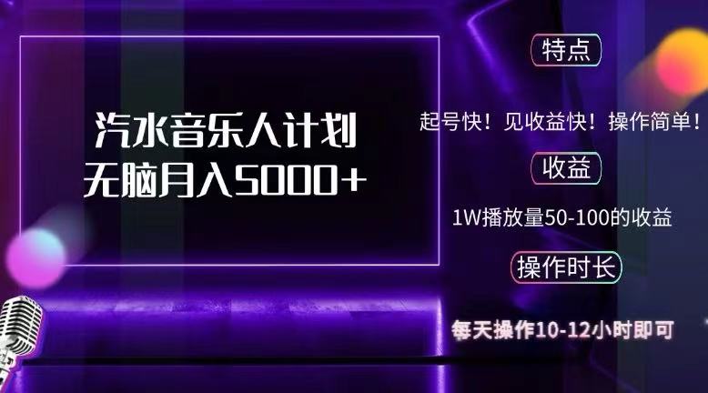 （12429期）抖音汽水音乐人计划无脑月入5000+-万象聊项目