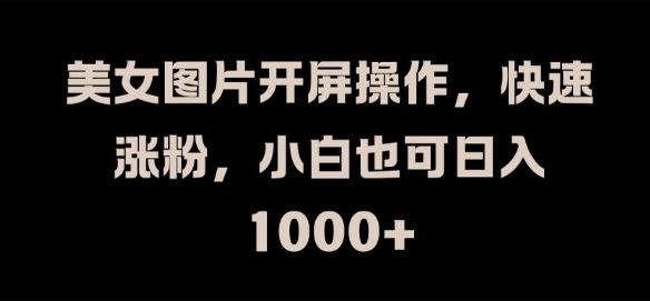 美女图片开屏操作，快速涨粉，小白也可日入1k【揭秘】-万象聊项目