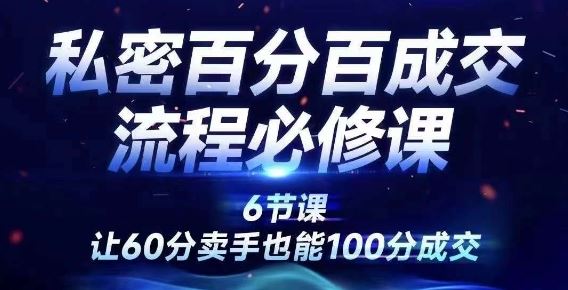 私密百分百成交流程线上训练营，绝对成交，让60分卖手也能100分成交-万象聊项目