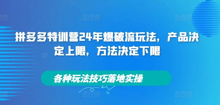 拼多多特训营24年爆破流玩法，产品决定上限，方法决定下限，各种玩法技巧落地实操-万象聊项目