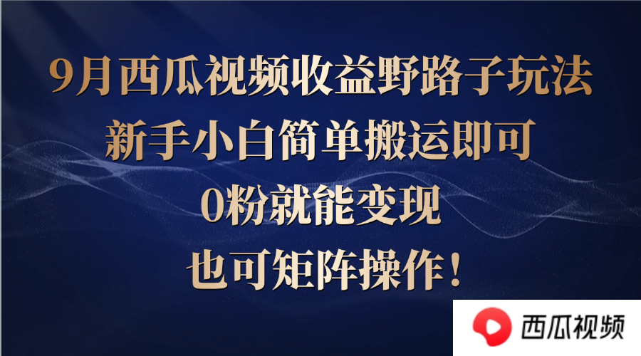 西瓜视频收益野路子玩法，新手小白简单搬运即可，0粉就能变现，也可矩…-万象聊项目