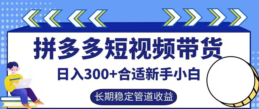 拼多多短视频带货日入300+有长期稳定被动收益，合适新手小白【揭秘】-万象聊项目