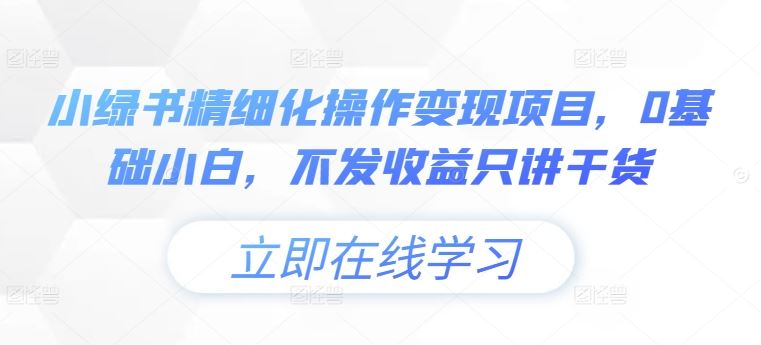 小绿书精细化操作变现项目，0基础小白，不发收益只讲干货-万象聊项目