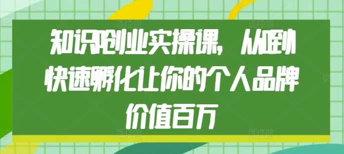 知识IP创业实操课，从0到1快速孵化让你的个人品牌价值百万-万象聊项目