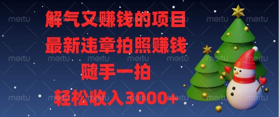 （13686期）解气又赚钱的项目，最新违章拍照赚钱，随手一拍，轻松收入3000+-万象聊项目