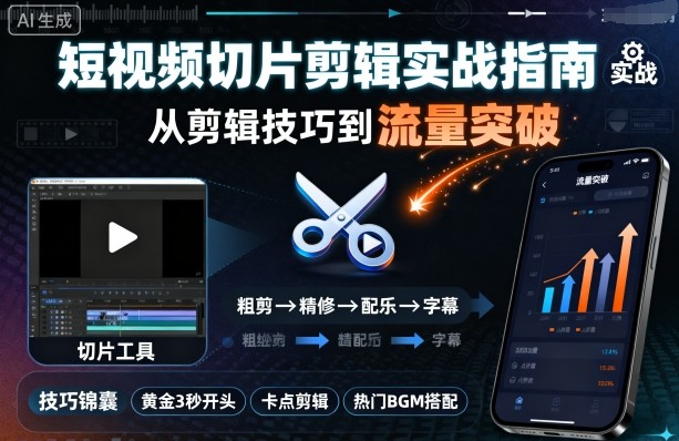 短视频切片剪辑实战指南，从剪辑技巧到流量突破-万象聊项目
