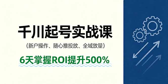 抖音千川起号实战课，新户操作,随心推投放,全域放量，6天掌握ROI提升500%-万象聊项目
