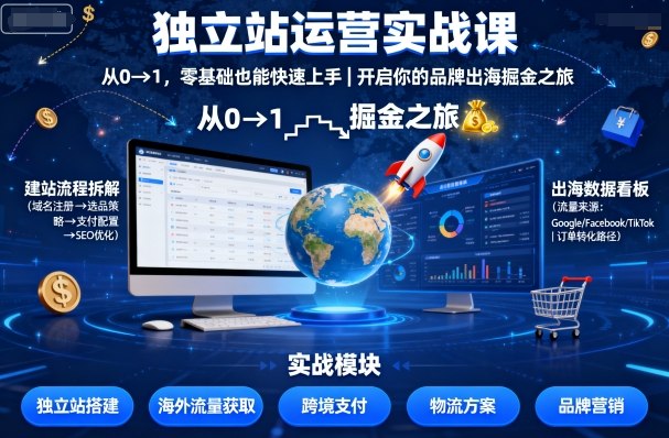 独立站运营实战课，从0到1，零基础也能快速上手，开启你的品牌出海掘金之旅-万象聊项目