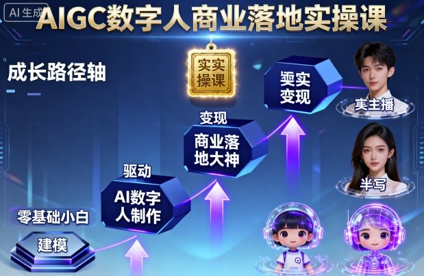 AIGC数字人商业落地实操课，从零基础小白到AI数字人大神-万象聊项目